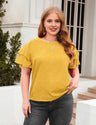 Women Plus Size Polka Dot Ruffle Sleeve Tee | PRUSES - PRUSES