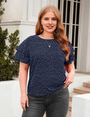 Women Plus Size Polka Dot Ruffle Sleeve Tee | PRUSES - PRUSES