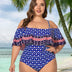 Women Plus Size Print Off Shoulder One Piece Swimsuit - PRUSES