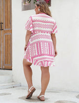 Women Plus Size Print Tie Front Boho Long Cardigan Blouses | PRUSES - PRUSES