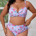 Women Plus Size Print Wrap Push Up High Waist Bikini Set - PRUSES
