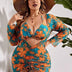 Women Plus Size Printed Three - piece Bikini Set With Cover - up - PRUSES