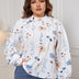 Women Plus Size Printed Turtleneck Long Sleeve Blouse | PRUSES - PRUSES