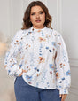 Women Plus Size Printed Turtleneck Long Sleeve Blouse | PRUSES - PRUSES