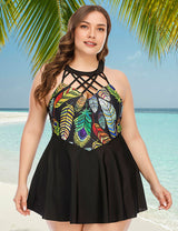 Women Plus Size Printing Lebanon Skirted Swimsuit | PRUSES - PRUSES