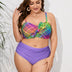 Women Plus Size Purple Printed Twist Front High Waisted Bikini - PRUSES