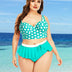 Women Plus Size Push Up Top High Waisted Bottom Ruffle Hem Bikini - PRUSES