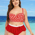 Women Plus Size Push Up Top High Waisted Bottom Ruffle Hem Bikini - PRUSES