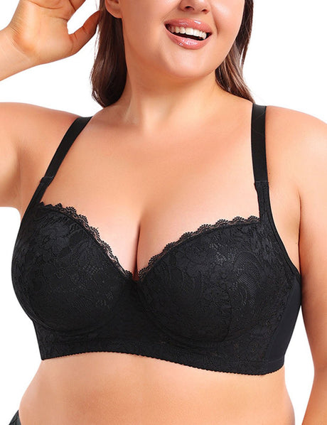 Women Plus Size Push - Up Underwire Adjustable Lace Bra | PRUSES - PRUSES