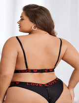 Women Plus Size Red Lace Print Bodysuit - PRUSES