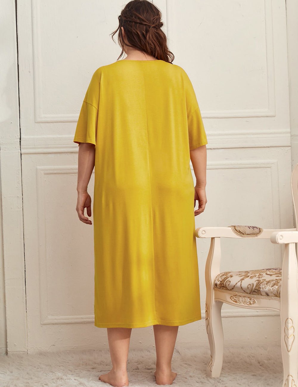 Women Plus Size Relaxed Fit Letter Print Nightgown | PRUSES - PRUSES