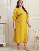 Women Plus Size Relaxed Fit Letter Print Nightgown | PRUSES - PRUSES