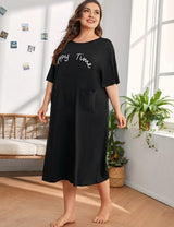 Women Plus Size Relaxed Fit Letter Print Nightgown | PRUSES - PRUSES