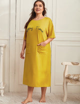 Women Plus Size Relaxed Fit Letter Print Nightgown | PRUSES - PRUSES
