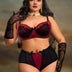 Women Plus Size Retro Contrast Floral Lace Underwire Bra Set - PRUSES