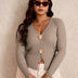 Women Plus Size Ribbed Knit with Shell Buttons - PRUSES