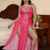 Women Plus Size Romantic Double Slit Lace Maxi Lingerie Dress | PRUSES - PRUSES