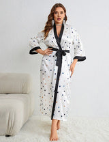 Women Plus Size Romantic Heart Print Satin Robe | PRUSES - PRUSES