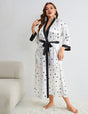 Women Plus Size Romantic Heart Print Satin Robe | PRUSES - PRUSES
