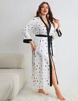 Women Plus Size Romantic Heart Print Satin Robe | PRUSES - PRUSES
