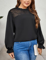 Women Plus Size Round Neck Long Sleeve Loose Shirt | PRUSES - PRUSES