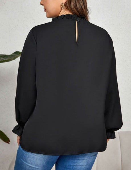 Women Plus Size Round Neck Long Sleeve Loose Shirt | PRUSES - PRUSES