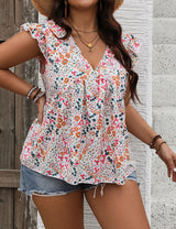 Women Plus Size Ruffle Trim Floral Print Shirt | PRUSES - PRUSES