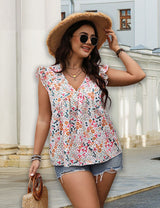 Women Plus Size Ruffle Trim Floral Print Shirt | PRUSES - PRUSES