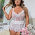Women Plus Size Ruffle Trim Lace Babydoll - PRUSES
