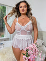 Women Plus Size Ruffle Trim Lace Babydoll - PRUSES