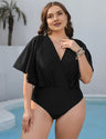 Women Plus Size Ruffle Trim One - Piece Beach Swimsuit - PRUSES