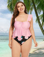 Women Plus Size Ruffle Wide Strap Floral Print Tankini | PRUSES - PRUSES