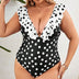 Women Plus Size Ruffled Polka Dot One - Piece Swimsuit - PRUSES