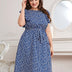 Women Plus Size Ruffled Sleeves Tiny Floral Print Midi Dress | PRUSES - PRUSES