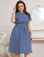 Women Plus Size Ruffled Sleeves Tiny Floral Print Midi Dress | PRUSES - PRUSES