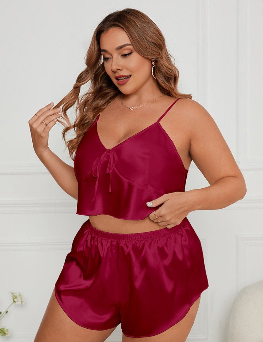 Women Plus Size Satin Cami Pajamas | PRUSES - PRUSES