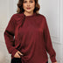 Women Plus Size Satin Shirts Ruched Neck Long Sleeve Blouses | PRUSES - PRUSES