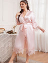 Women Plus Size Satin Silk Long Sleeve Robe | PRUSES - PRUSES