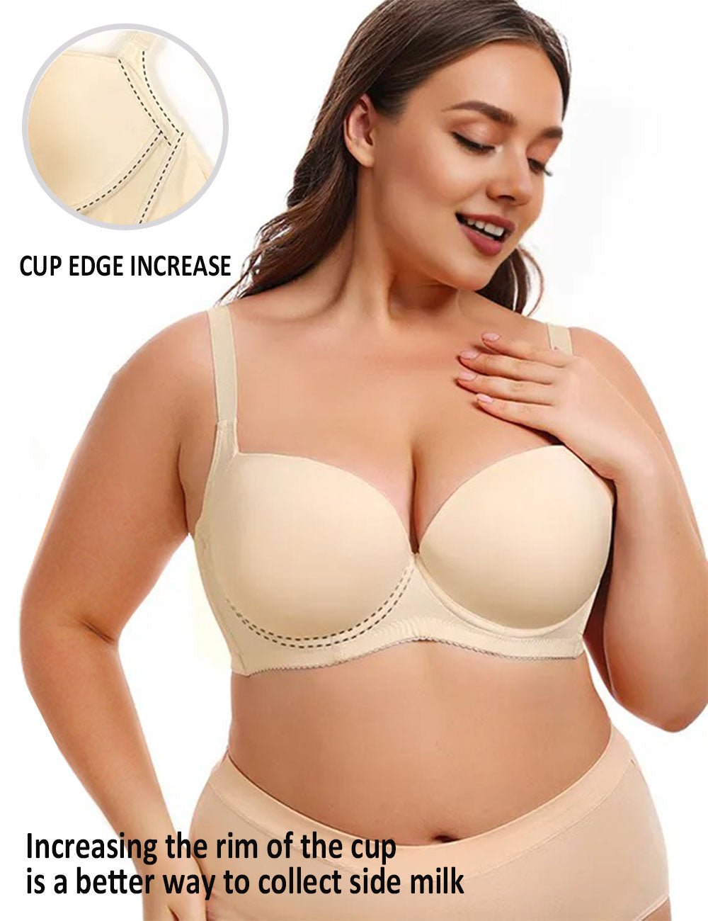 Women Plus Size Seamless Gathered Underwire Bra | PRUSES - PRUSES