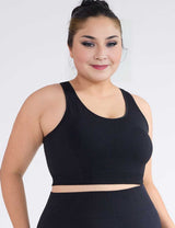 Black Plus Size Seamless Racerback Yoga Sports Bra Front View