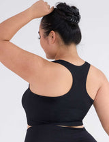 Black Plus Size Seamless Racerback Yoga Sports Bra Back Detail
