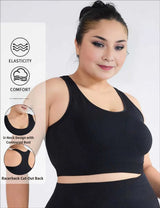 Black Plus Size Seamless Racerback Yoga Sports Bra