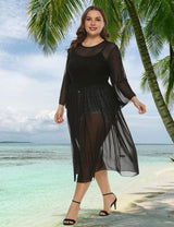 Women Plus Size See - Through Mesh Dress Cover - Up | PRUSES - PRUSES