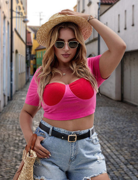 Women Plus Size Sexy Low Cut Crop T - Shit | PRUSES - PRUSES