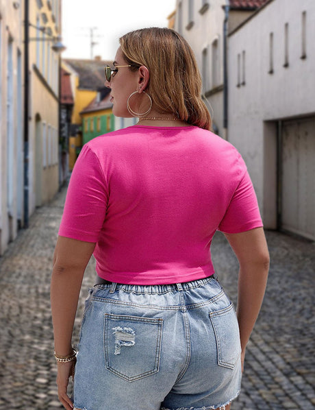 Women Plus Size Sexy Low Cut Crop T - Shit | PRUSES - PRUSES