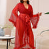 Women Plus Size Sexy Mesh Ruffled Long Robe With Belt | PRUSES - PRUSES