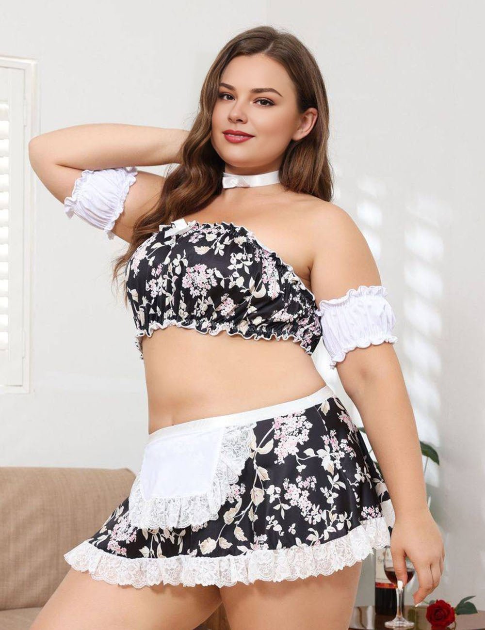Women Plus Size Sexy Printed Uniform Set - PRUSES