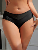 Women Plus Size Sexy Striped Fabric And Mesh Bow Underwear - PRUSES