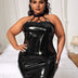 Women Plus Size Shiny Leather Lingerie - PRUSES