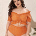 Women Plus Size Short Sleeve off Shoulder Bikini Set - PRUSES